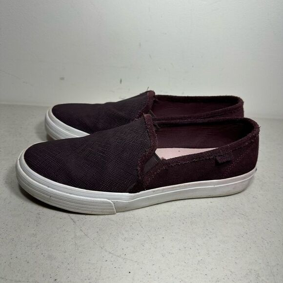 Keds Women's Double Decker Emboss Suede Slip On Sneaker Eggplant - Picture 4 of 8